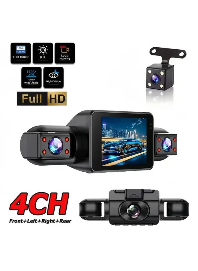 4 كاميرات داش 360 درجة رؤية 1080P عالية الدقة رؤية ليلية وضع الانتظار بطاقة 32 جيجابايت TF - Image 3